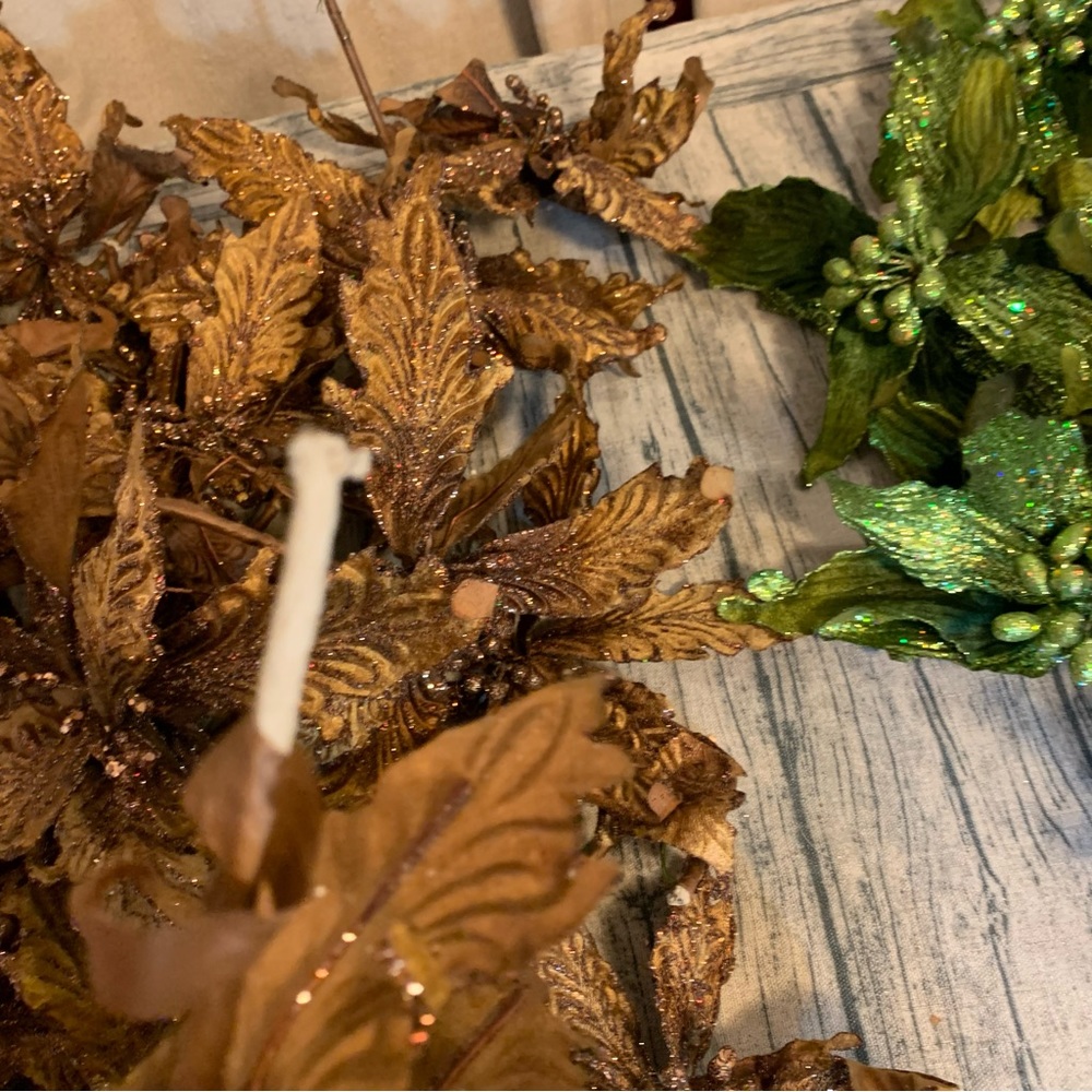 Floral Flowers Green Brown Lot Christmas Crafting Craft Glitter Wreath Tree - Picture 13 of 14